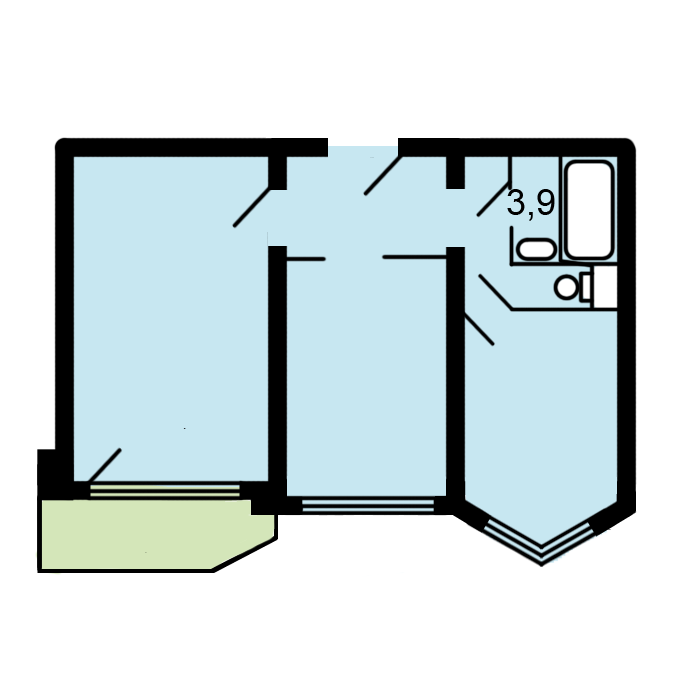 2-комнатная 50.9 м2 в ЖК undefined корпус null этаж 13