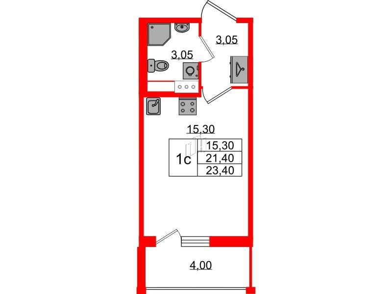 Студия 21 м2 в ЖК Бионика Заповедная корпус null этаж 4