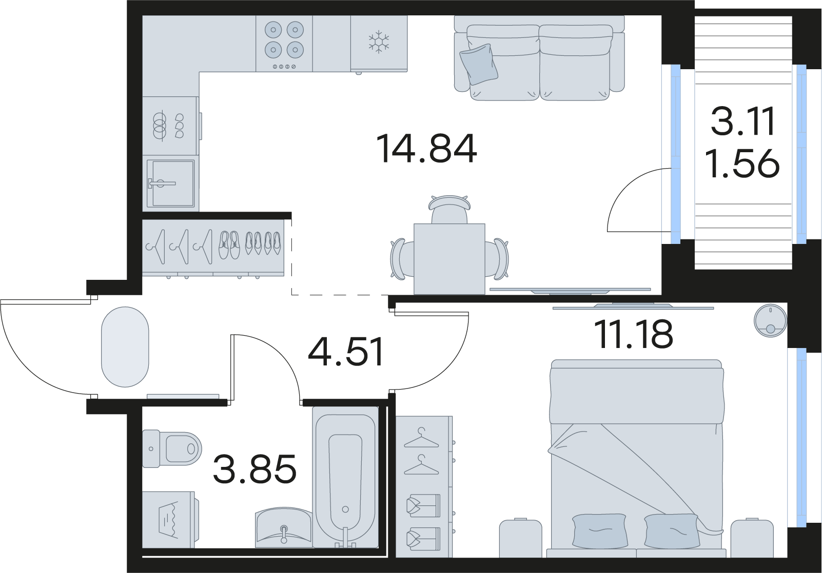 1-комнатная 35 м2 в ЖК Парголово корпус null этаж 1