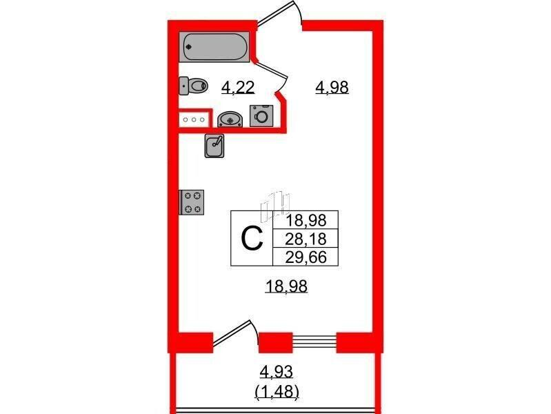 Студия 29.7 м2 в ЖК undefined корпус null этаж 10