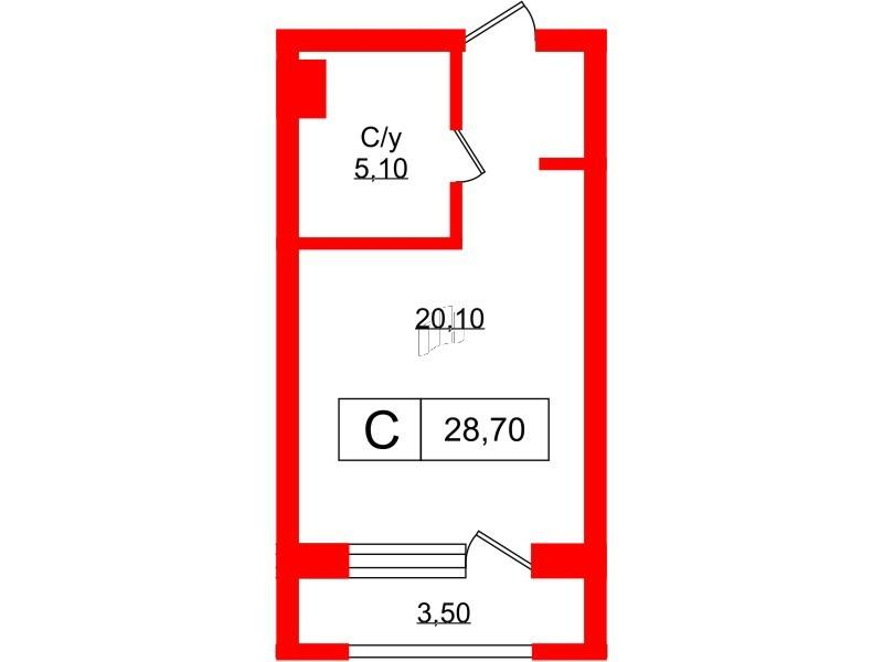 Студия 29 м2 в ЖК Princesse Royal корпус null этаж 7