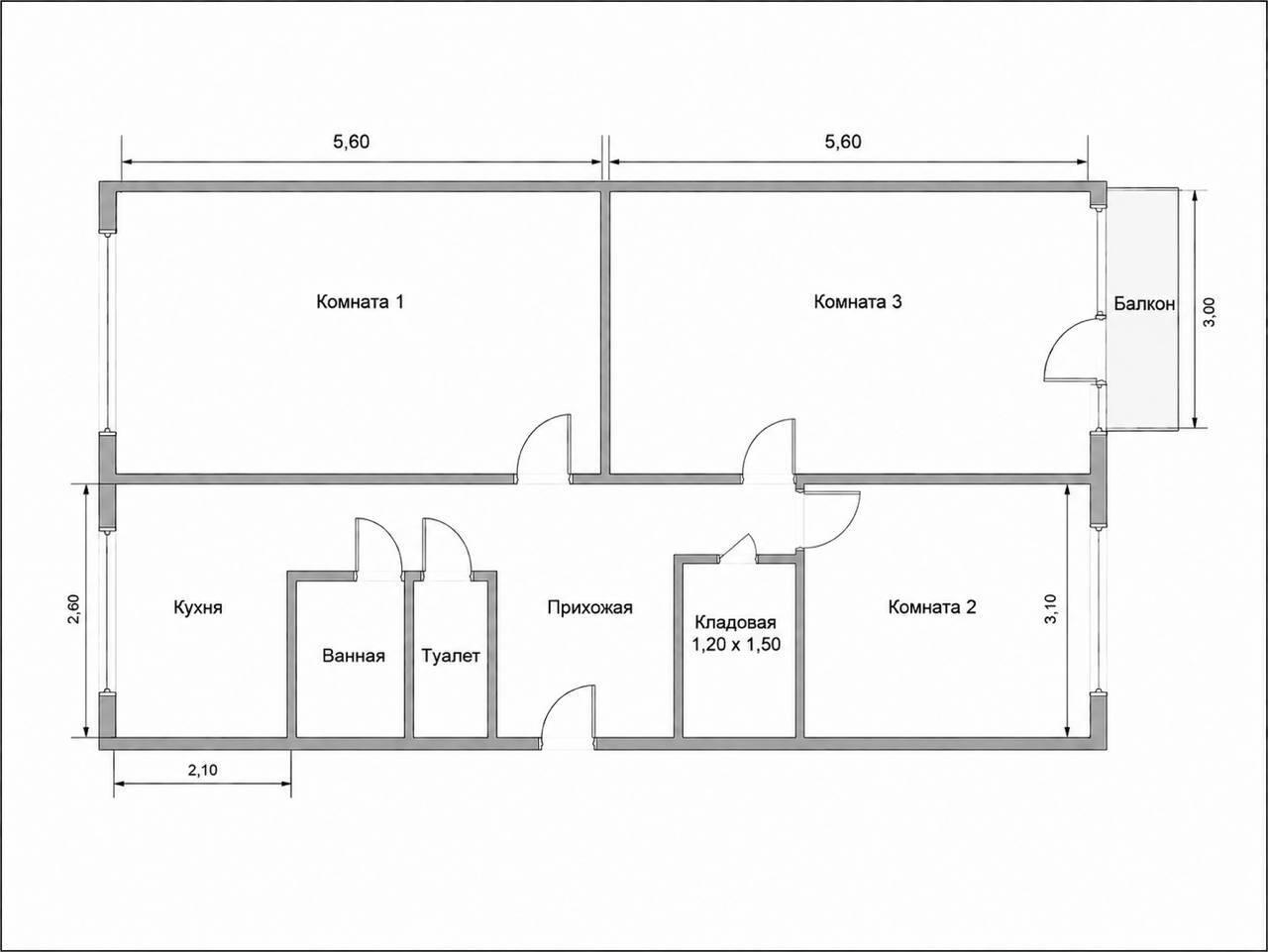 3-комнатная 64.5 м2 в ЖК undefined корпус null этаж 1