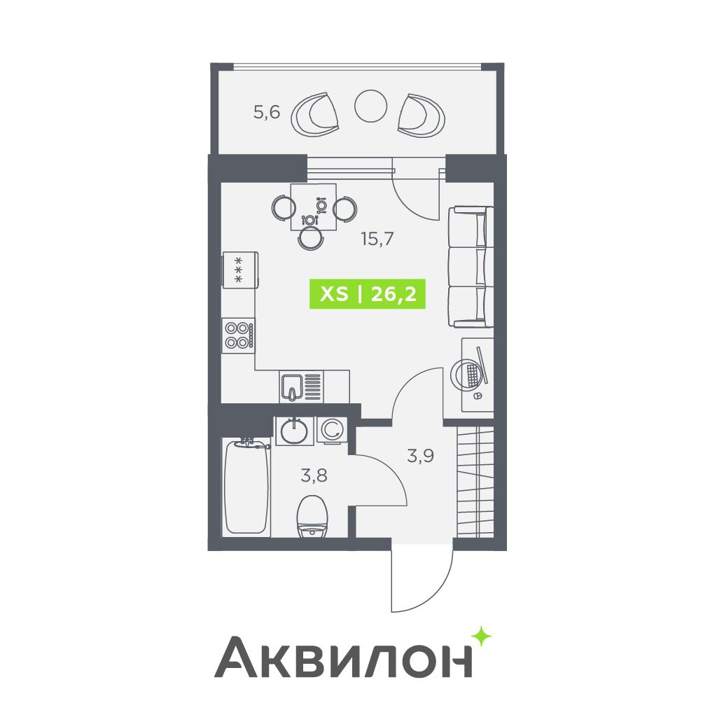 Студия 26 м2 в ЖК Аквилон ZALIVE корпус null этаж 10