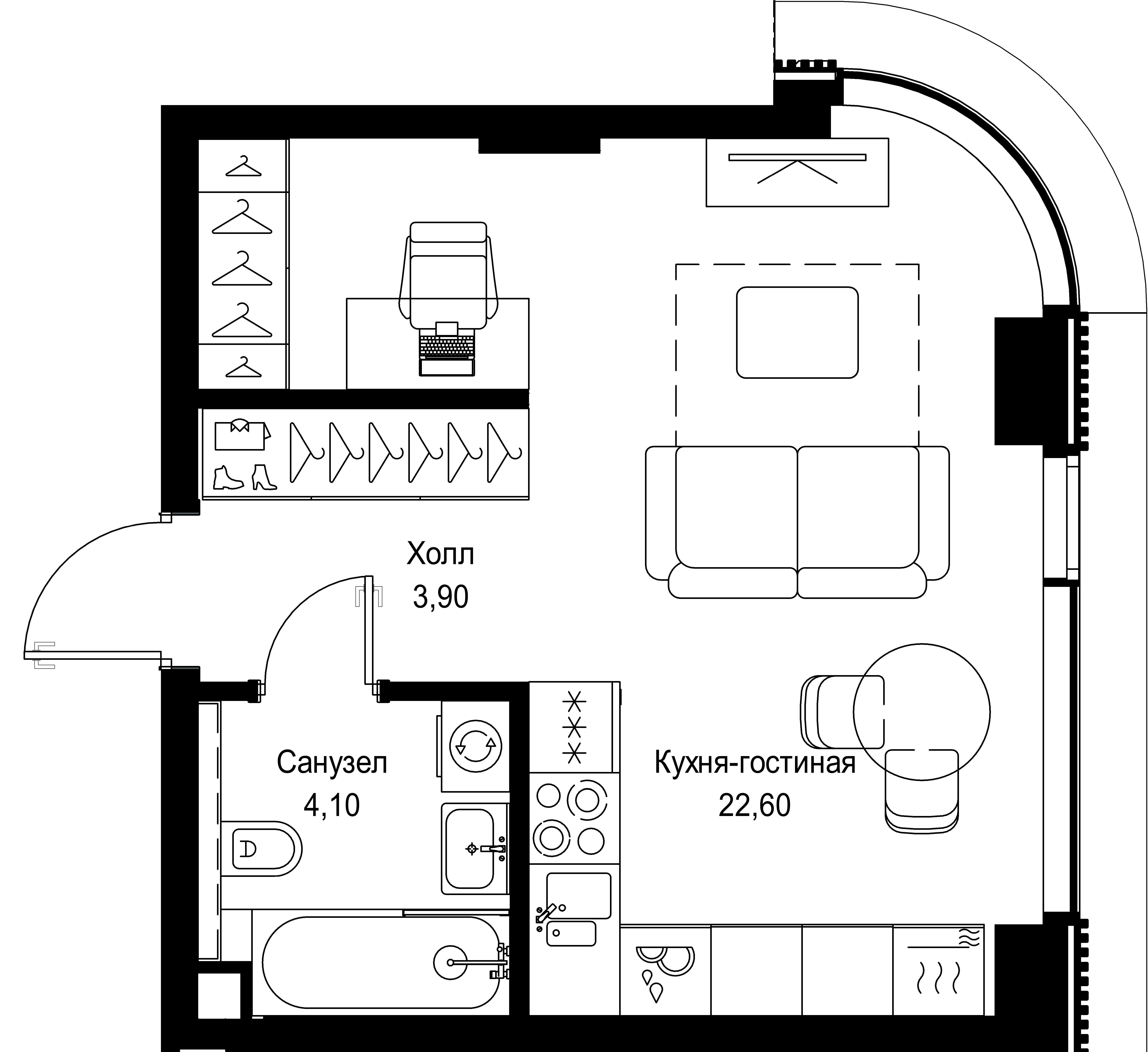 Студия 30 м2 в ЖК Cityzen корпус null этаж 4
