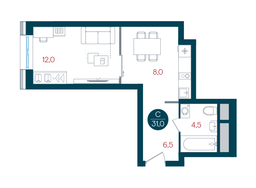 Студия 31 м2 в ЖК Русич Кантемировский корпус null этаж 17