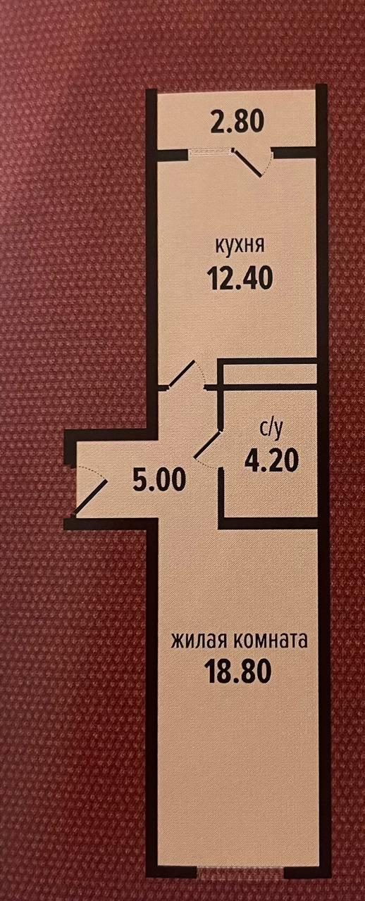 1-комнатная 43.3 м2 в ЖК undefined корпус null этаж 6
