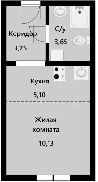Студия 22 м2 в ЖК undefined корпус null этаж 5