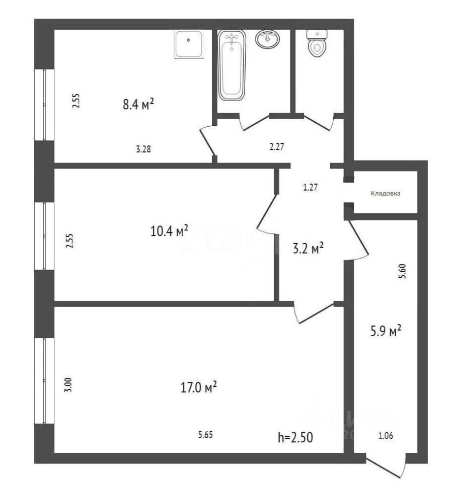 2-комнатная 50.6 м2 в ЖК undefined корпус null этаж 1