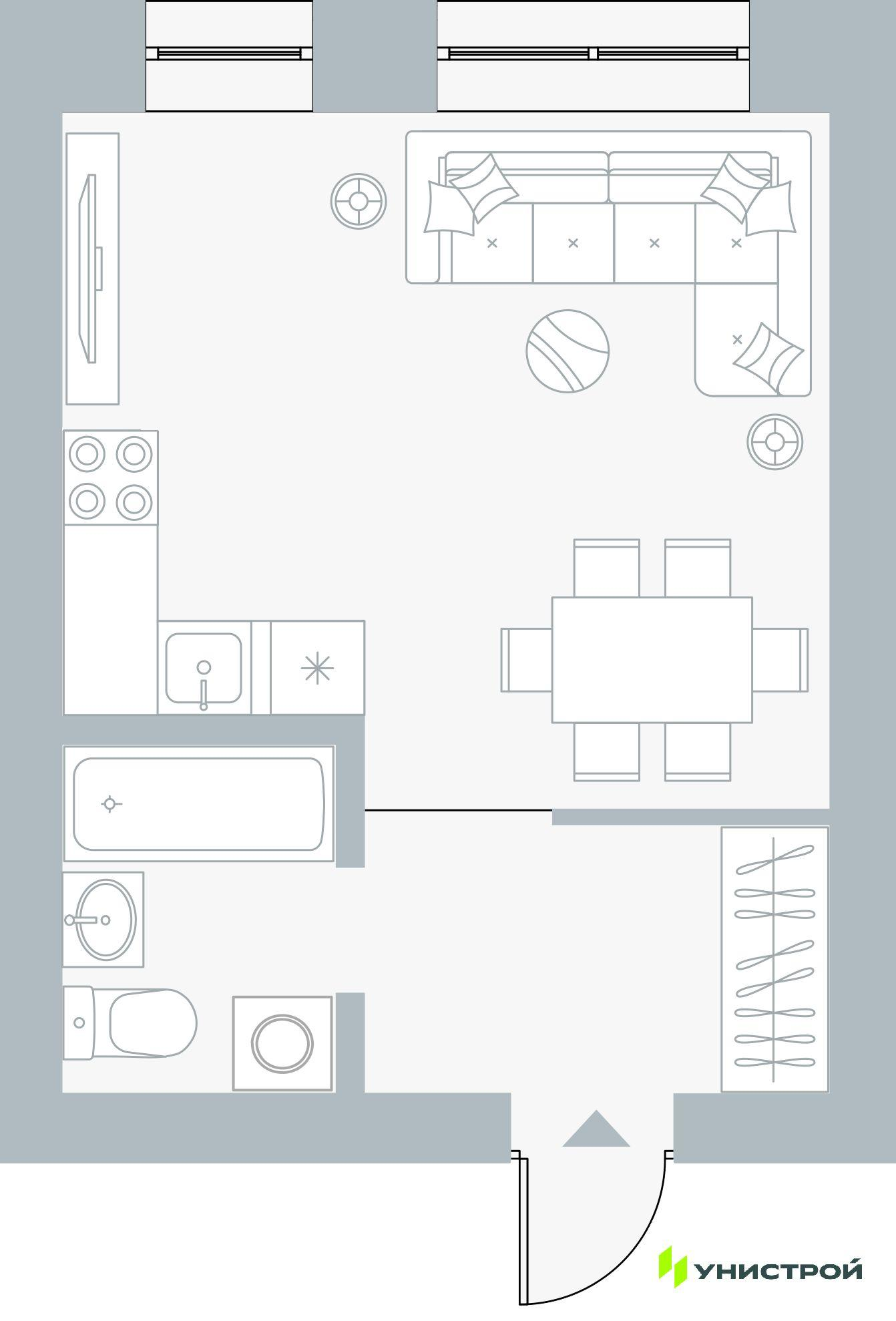 1-комнатная 28 м2 в ЖК Причал корпус null этаж 4