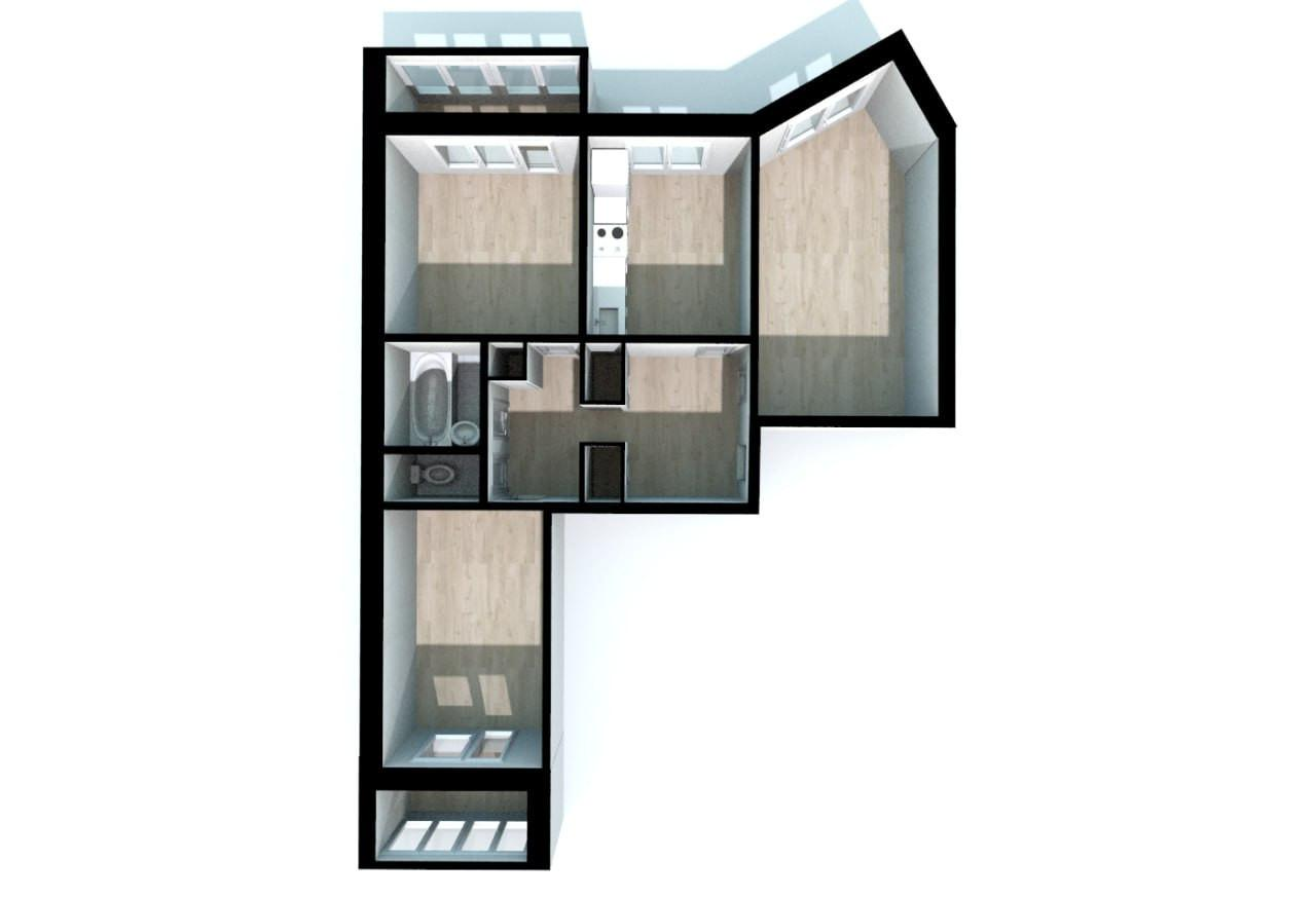3-комнатная 62.5 м2 в ЖК undefined корпус null этаж 6