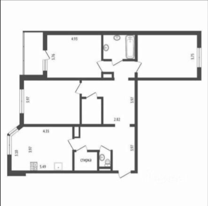 3-комнатная 133 м2 в ЖК undefined корпус null этаж 2