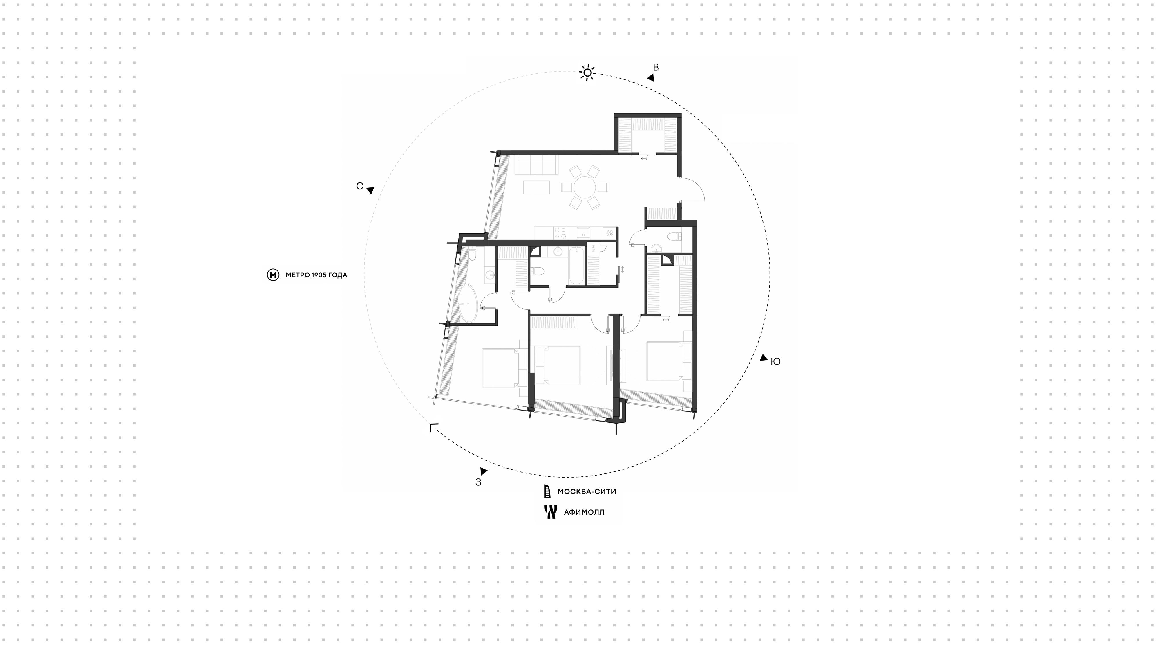 3-комнатная 113 м2 в ЖК Дом Дау корпус null этаж 10