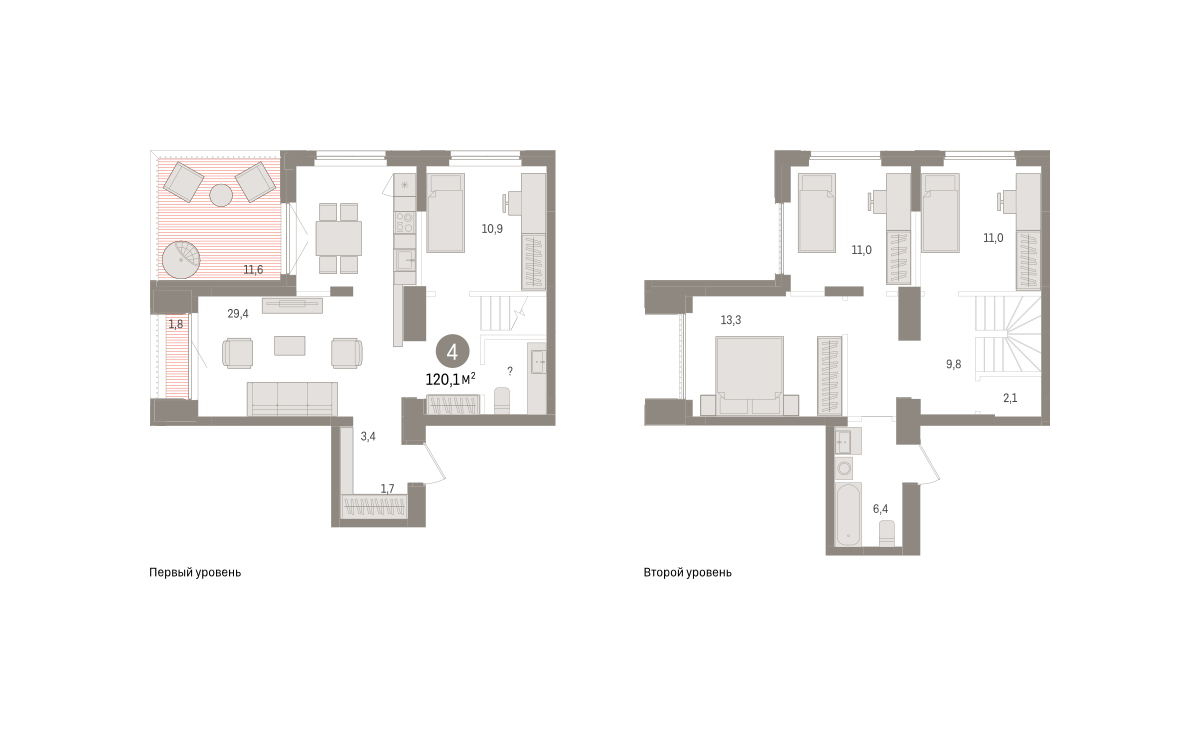 4-комнатная 120 м2 в ЖК Авиатор корпус null этаж 15