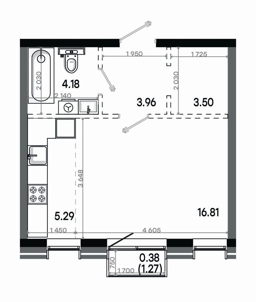Студия 34 м2 в ЖК Минтимер корпус null этаж 13