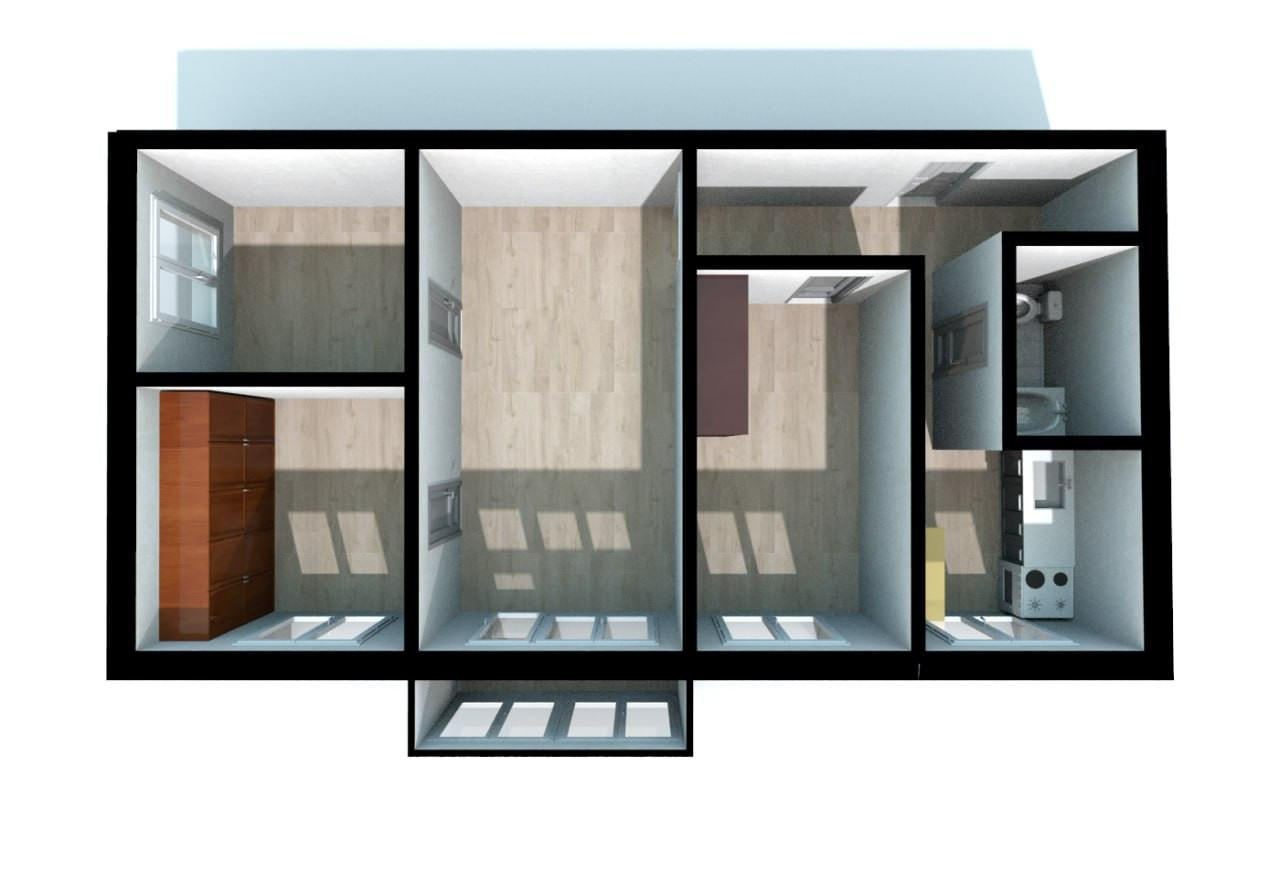 4-комнатная 61.1 м2 в ЖК undefined корпус null этаж 2