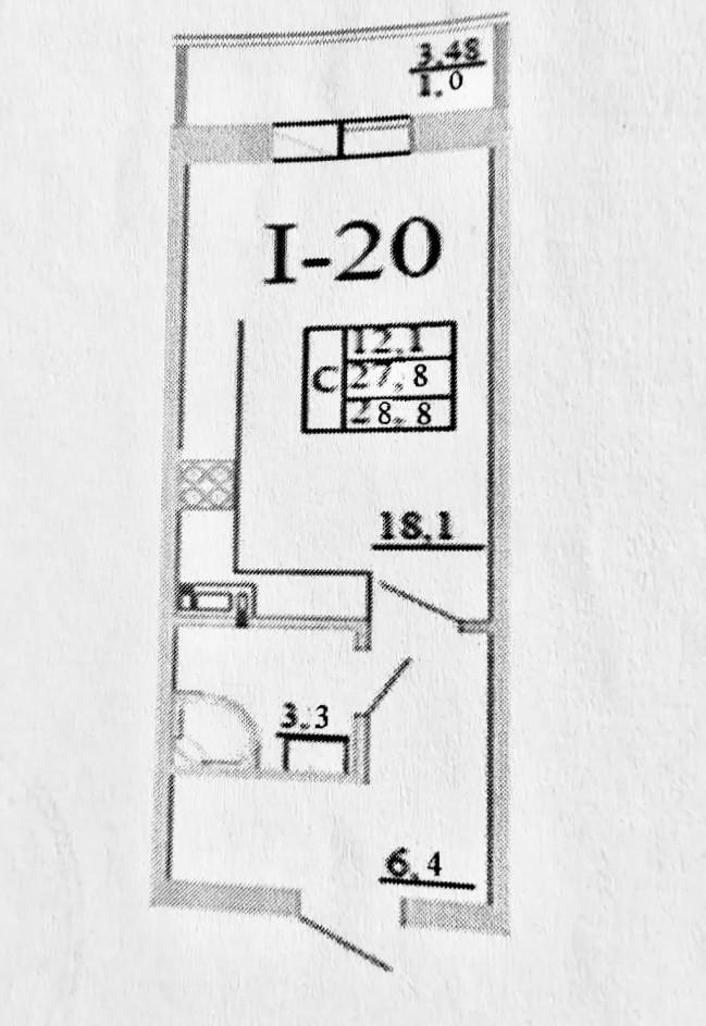 Студия 28.8 м2 в ЖК undefined корпус null этаж 3