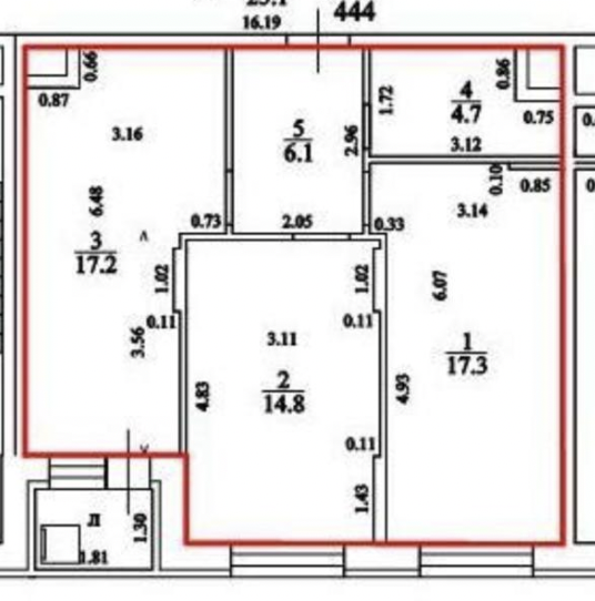 2-комнатная 60.1 м2 в ЖК undefined корпус null этаж 13