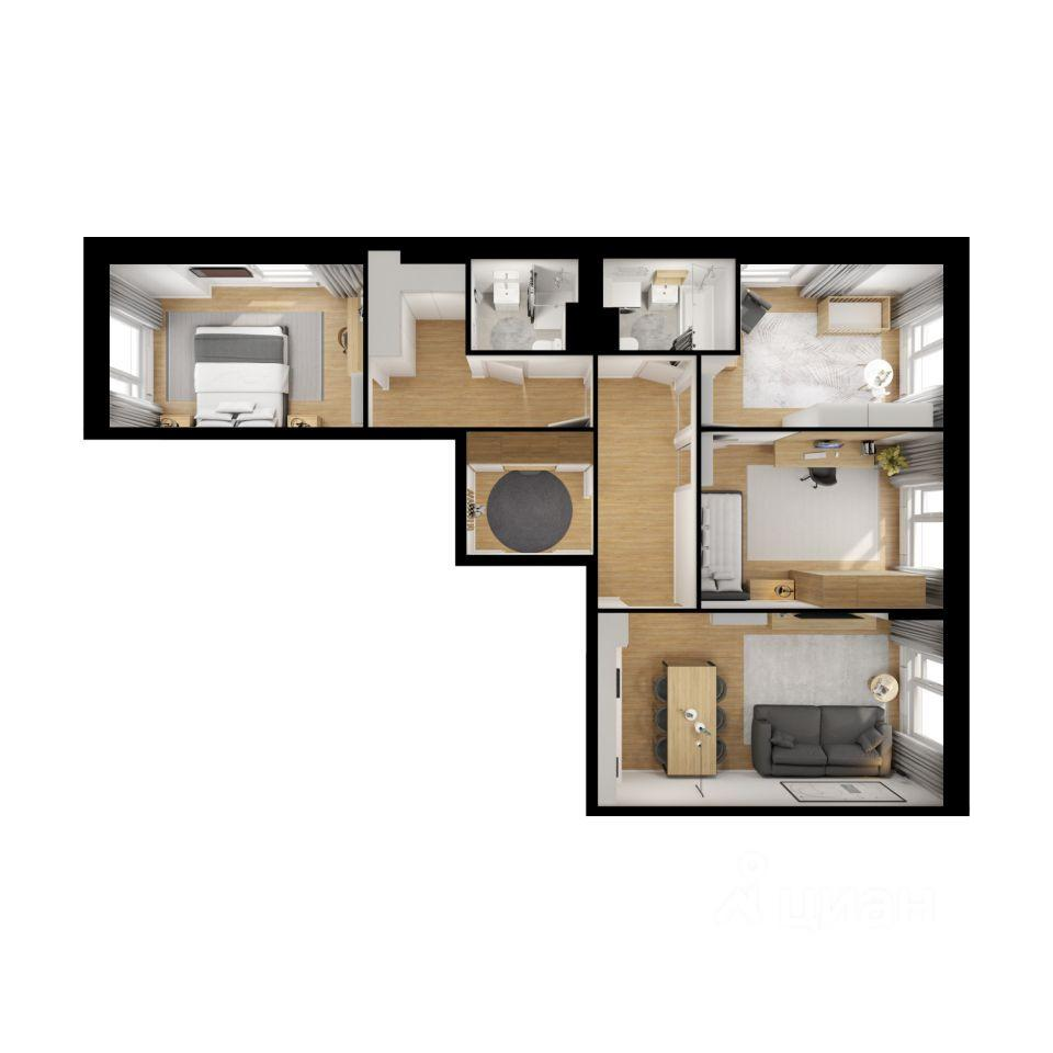 3-комнатная 95.1 м2 в ЖК undefined корпус null этаж 5