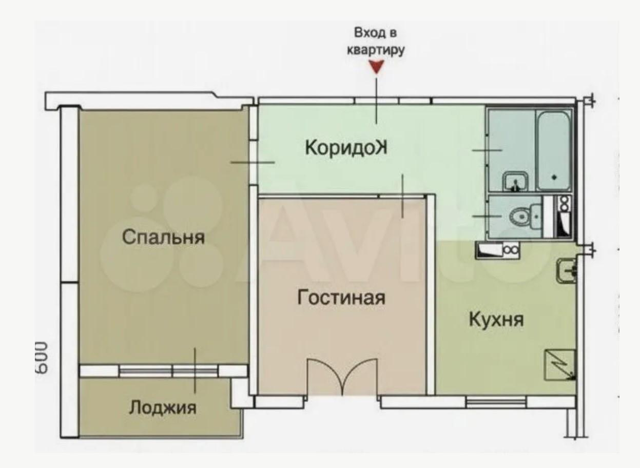 2-комнатная 43.6 м2 в ЖК undefined корпус null этаж 2