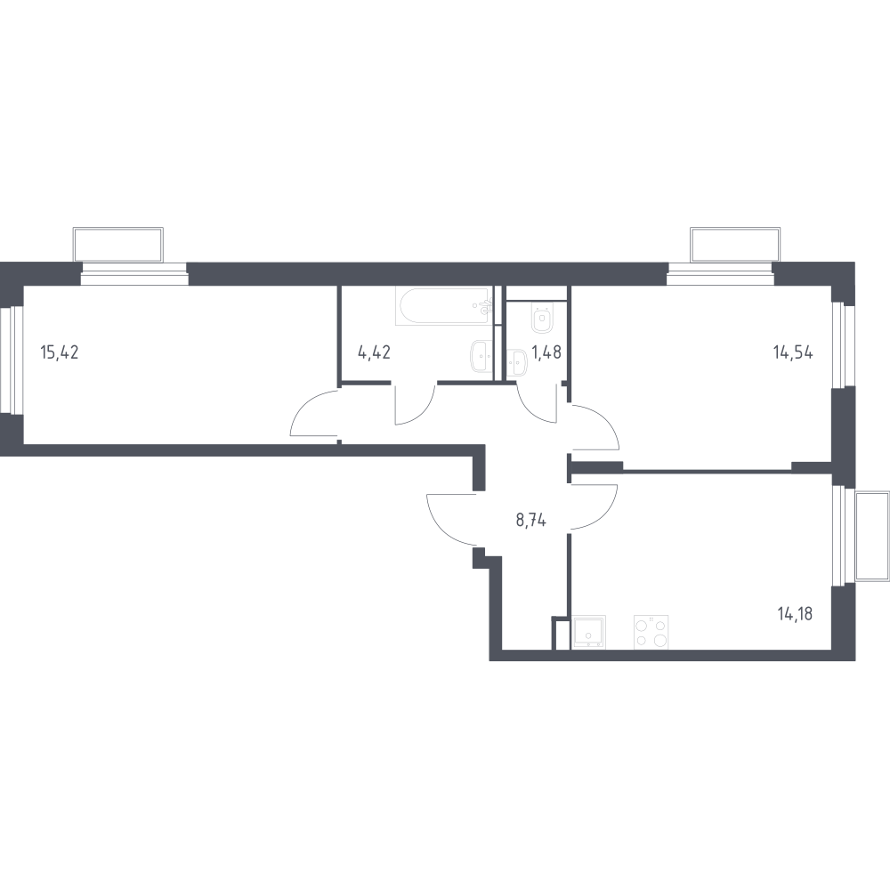 2-комнатная 58 м2 в ЖК Квартал Строгино корпус null этаж 9