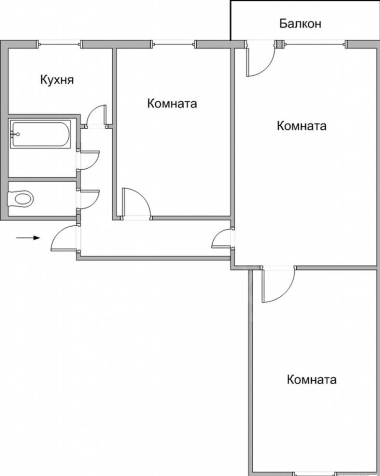 3-комнатная 59.1 м2 в ЖК undefined корпус null этаж 3