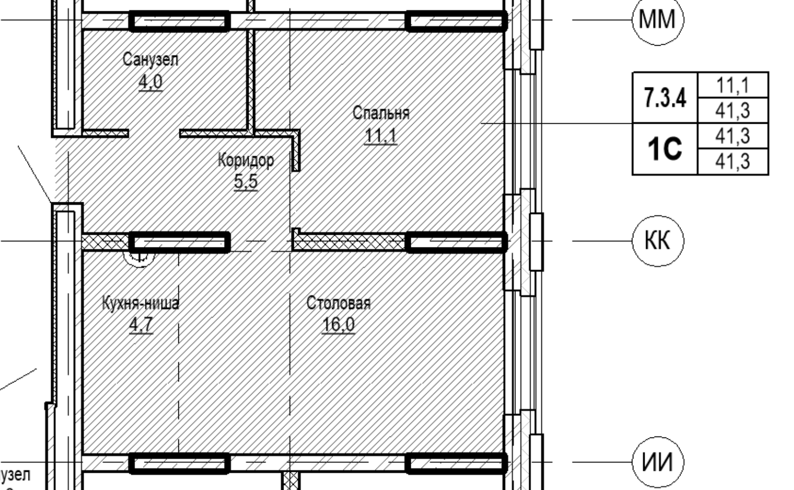 2-комнатная 41.3 м2 в ЖК undefined корпус null этаж 3