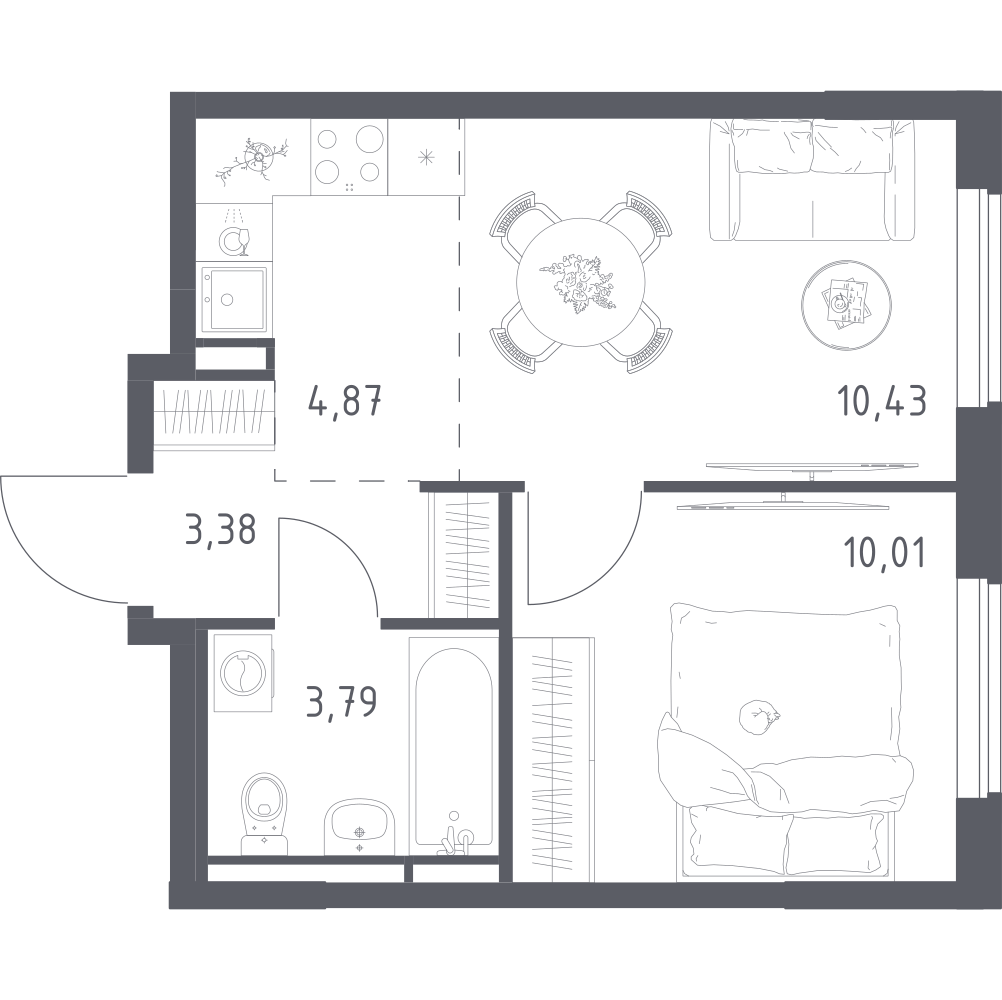 Студия 32 м2 в ЖК Мытищи Парк корпус null этаж 5