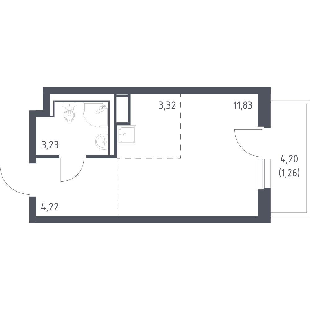Студия 23 м2 в ЖК Новые Лаврики корпус null этаж 7