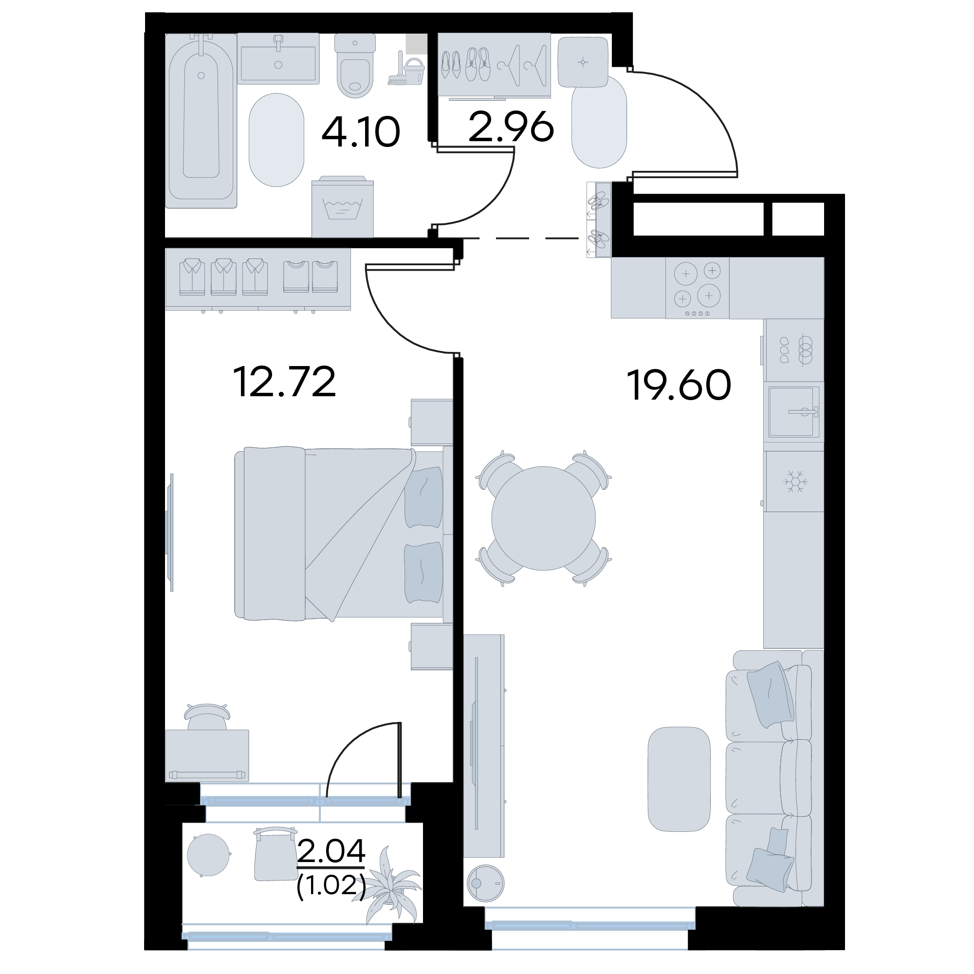 1-комнатная 40 м2 в ЖК Октябрьский корпус null этаж 11