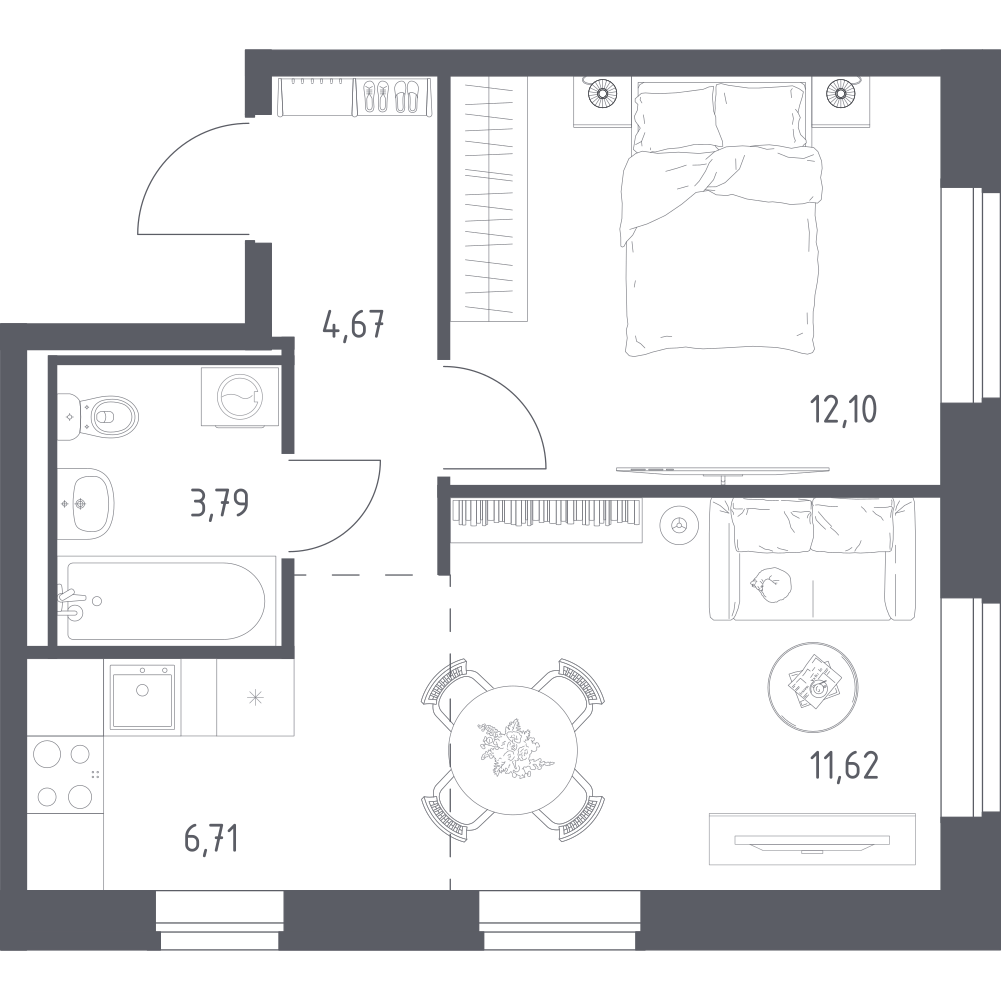 Студия 38 м2 в ЖК Живи! В Рыбацком корпус null этаж 2