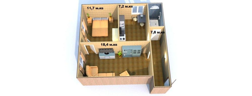 2-комнатная 47.5 м2 в ЖК undefined корпус null этаж 2