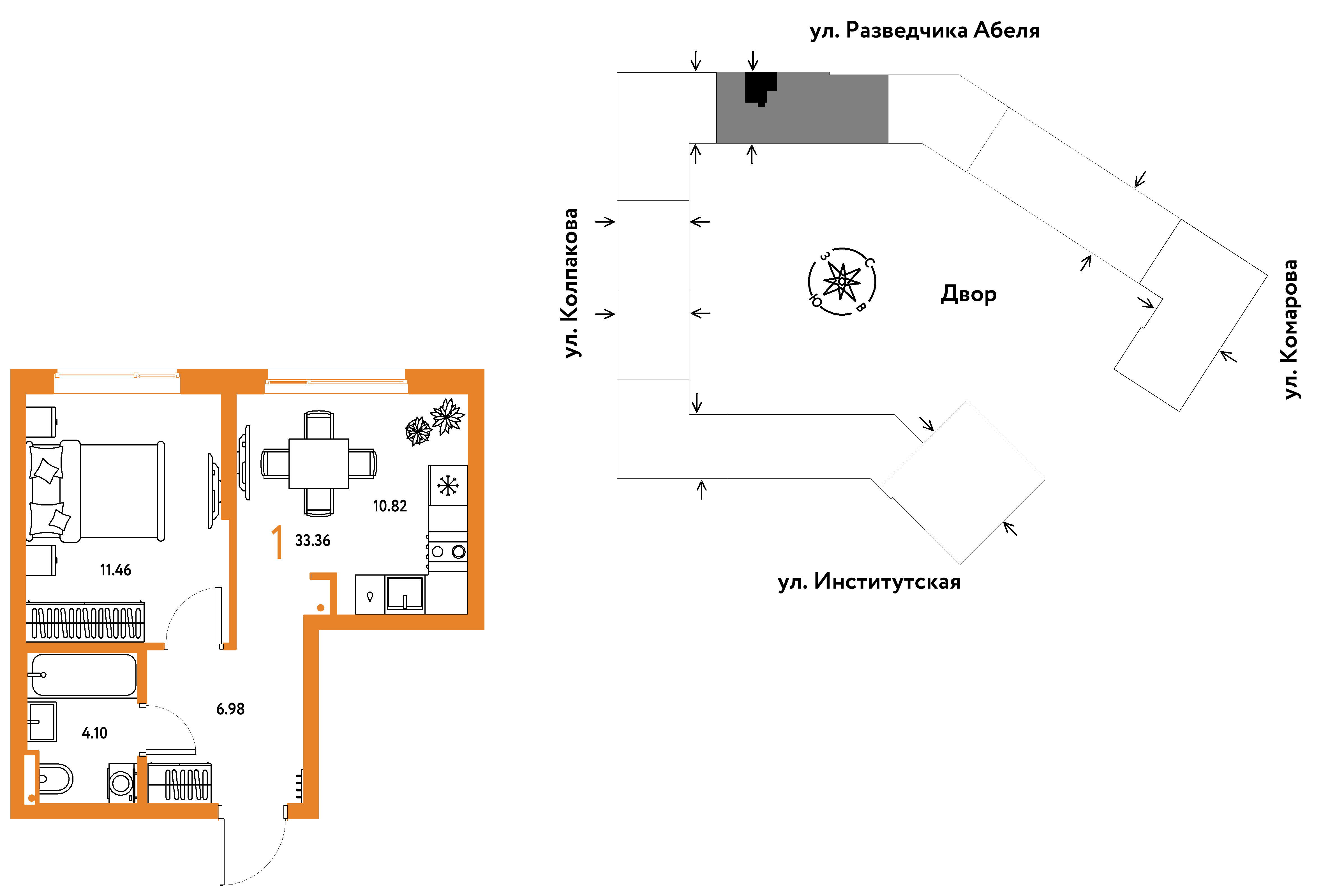 1-комнатная 33 м2 в ЖК Страна.Парковая корпус null этаж 8