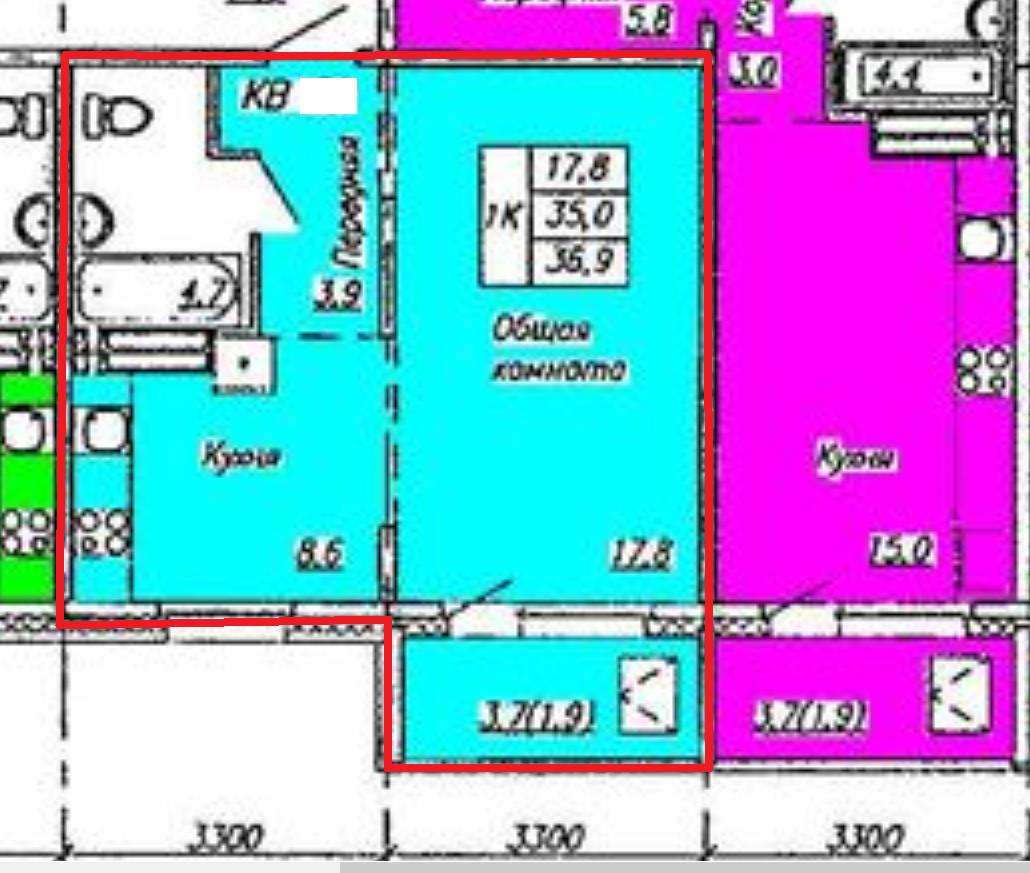 1-комнатная 34.9 м2 в ЖК undefined корпус null этаж 5