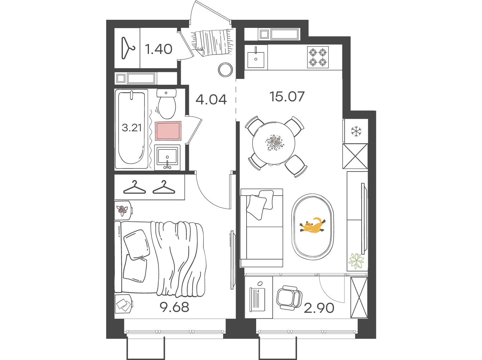 1-комнатная 36 м2 в ЖК Новая Жизнь - Львовская корпус null этаж 11