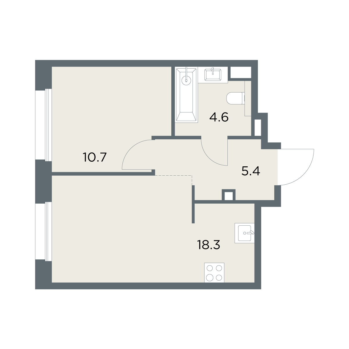 1-комнатная 39 м2 в ЖК Станиславский корпус null этаж 5