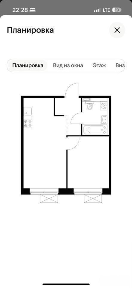 2-комнатная 40 м2 в ЖК undefined корпус null этаж 7