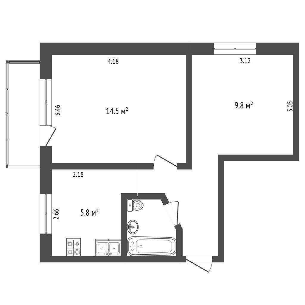 1-комнатная 37 м2 в ЖК undefined корпус null этаж 2
