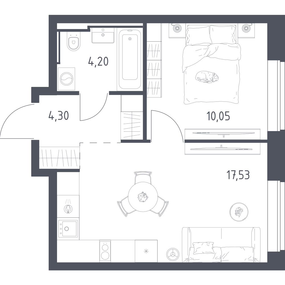 1-комнатная 36 м2 в ЖК Литературный Квартал корпус null этаж 2