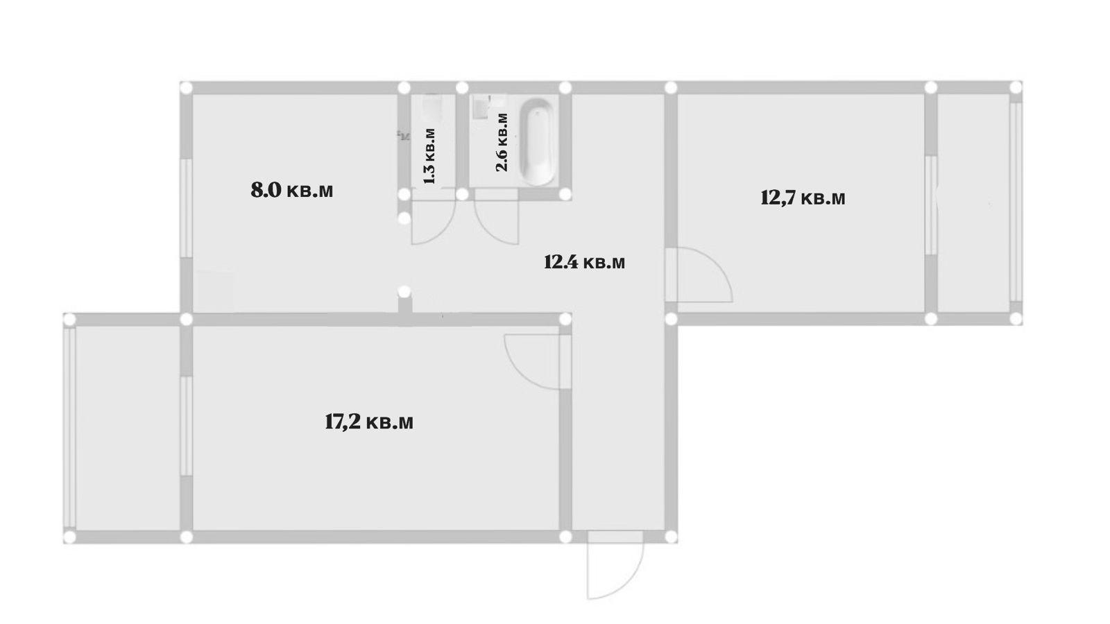 2-комнатная 54.9 м2 в ЖК undefined корпус null этаж 8