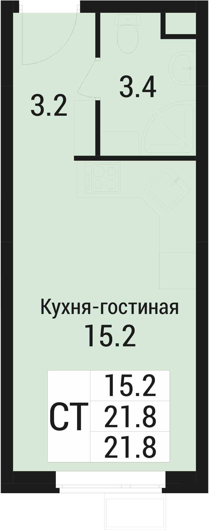 Студия 21 м2 в ЖК Дом в Малаховке корпус null этаж 1