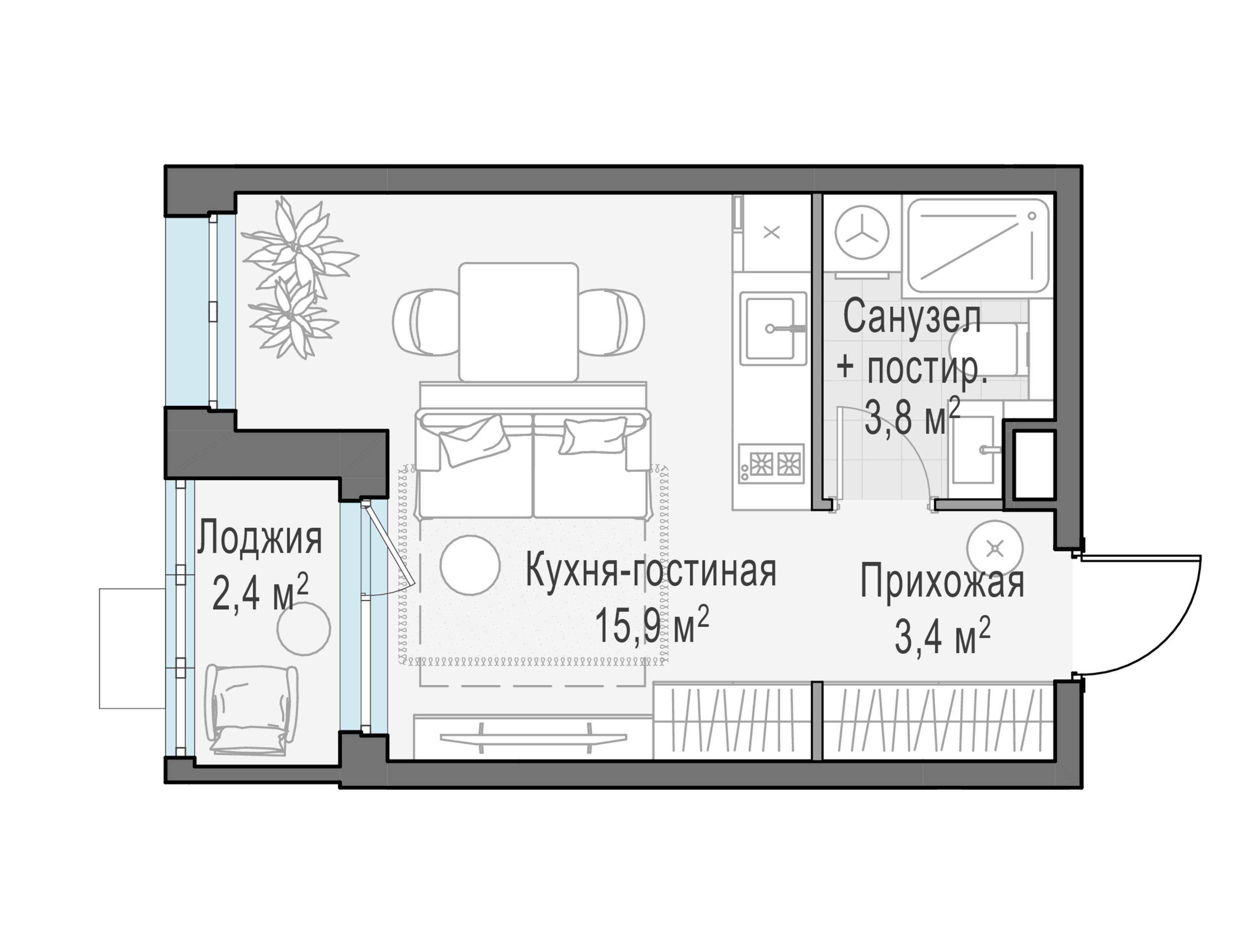 Студия 24 м2 в ЖК Жилые кварталы «Новое Пушкино» корпус null этаж 11