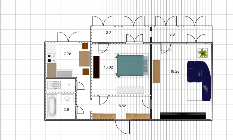 2-комнатная 54.8 м2 в ЖК undefined корпус null этаж 9