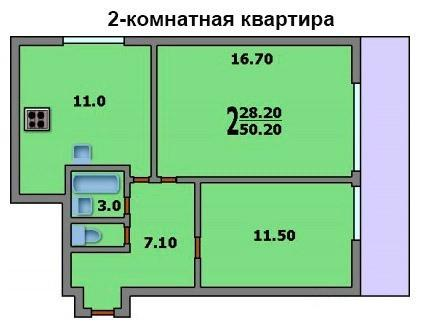 2-комнатная 55 м2 в ЖК undefined корпус null этаж 12