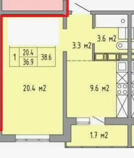 1-комнатная 37.8 м2 в ЖК undefined корпус null этаж 10