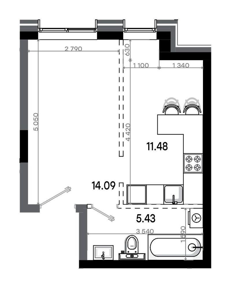 Студия 31 м2 в ЖК Минтимер корпус null этаж 13