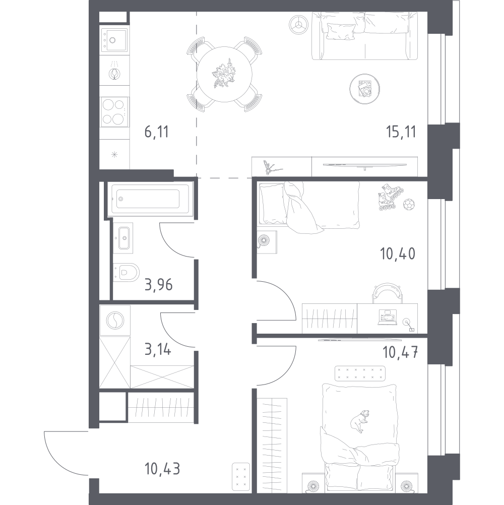 Студия 59 м2 в ЖК Верейская 41 корпус null этаж 12
