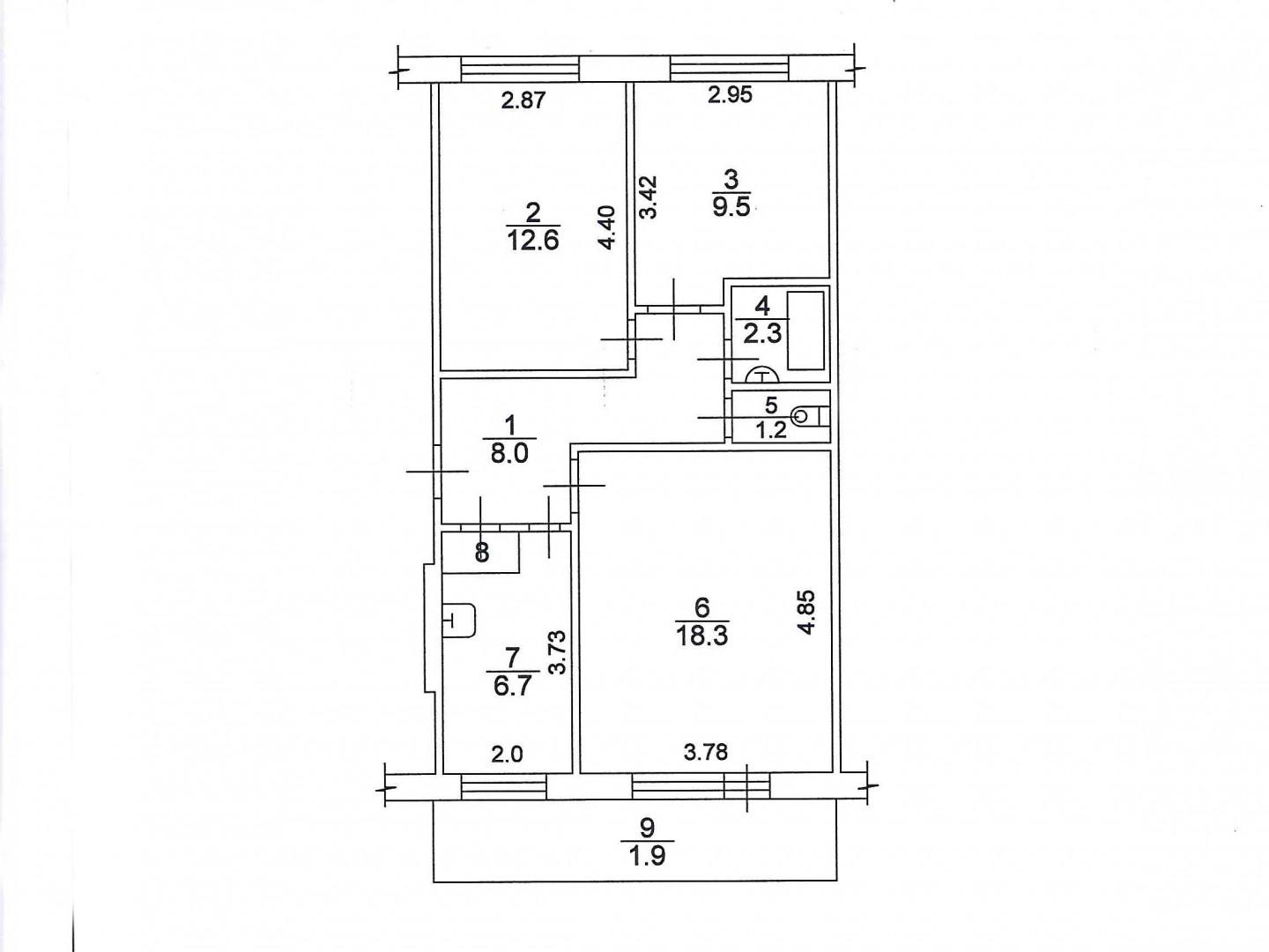 3-комнатная 59.3 м2 в ЖК undefined корпус null этаж 4