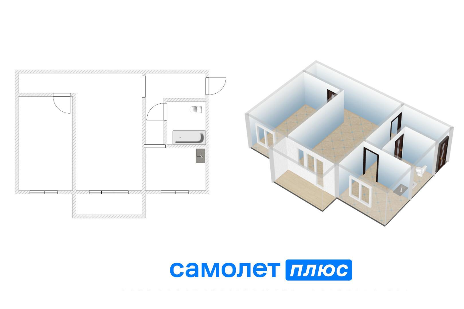 2-комнатная 46.6 м2 в ЖК undefined корпус null этаж 5