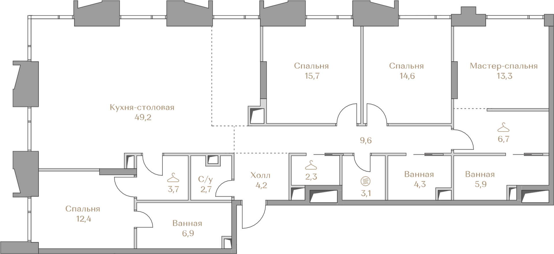 4-комнатная 154 м2 в ЖК Коллекция Лужники корпус null этаж 17