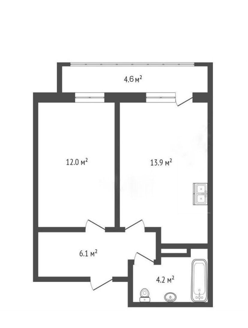 1-комнатная 38.5 м2 в ЖК undefined корпус null этаж 8